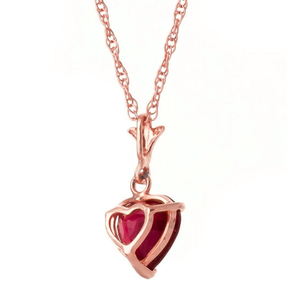 14K. SOLID GOLD NECKLACE WITH NATURAL HEART RUBY - Picture 3 of 11